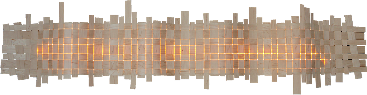 Design wall lamp with woven pattern in maple wood