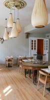 design wooden pendant lights in a restaurant