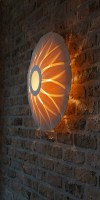 lotus wandlamp in rozen hout