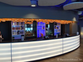 Many small tubes wooden lights on ceiling of a lounge bar - lounge AA Gent