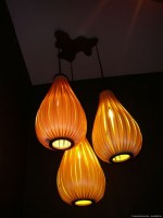 Set of 3 design lamps in tulipwood